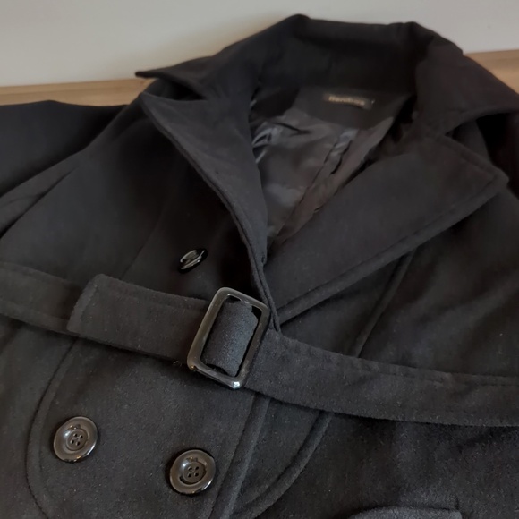 Women’s Black Wool Blend Belted Coat SZ S (New) - Picture 5 of 7